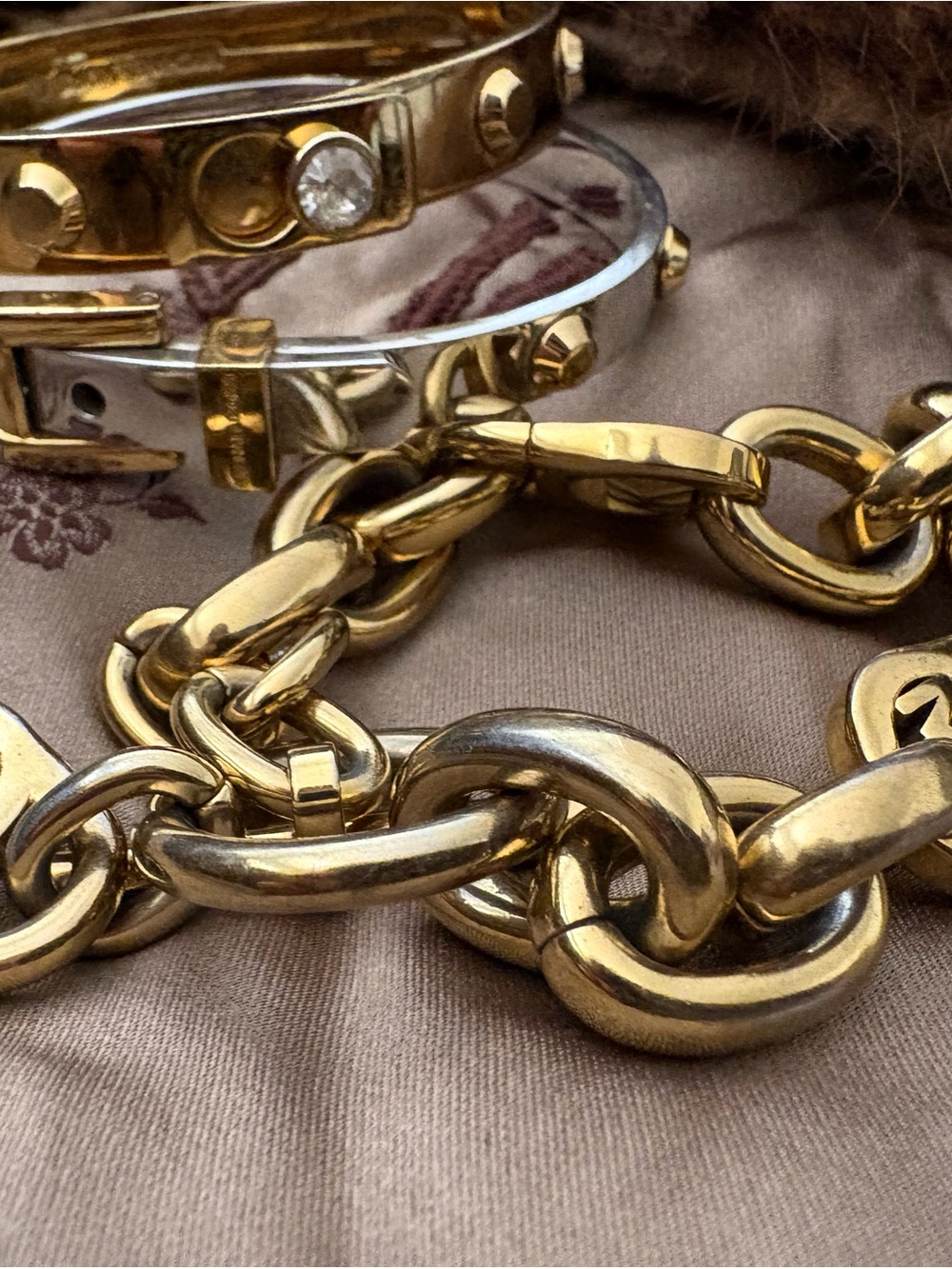 3 Michael Kors Bracelets, 2 bangles and 1 chunky link